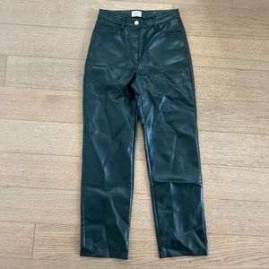 Aritzia forest green leather Melina pants